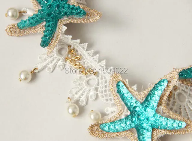 DFFH1007 (7) starfish hair accessories lace headband headpiece crown halo wreath garland hairbands