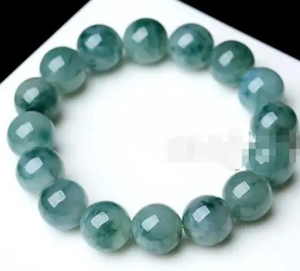 

10mm 100% Natural A Grade Green JadeJadeite Round Beads Bracelet 7.5''
