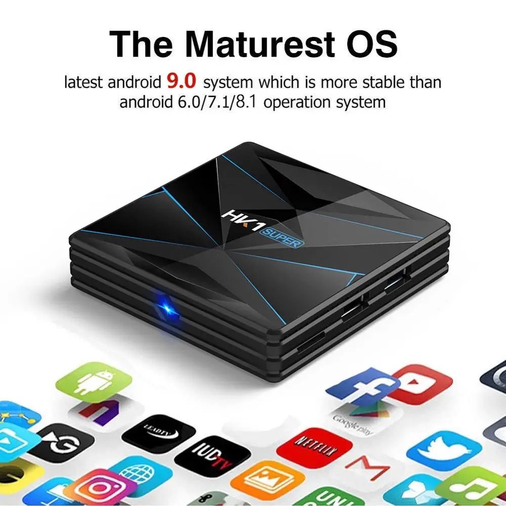HK1 Super Android 9.0 Smart TV BOX RK3318 Quad-Core 4G 64G TV Box Google Assistant 4K 3D Utral Wifi USB3.0 HK1 super Set top Box