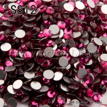 

2058NoHF SS12 Fuchsia Color non HotFix Rhinestones Flatback Silver Plated Rhinestones Nail Art Strass