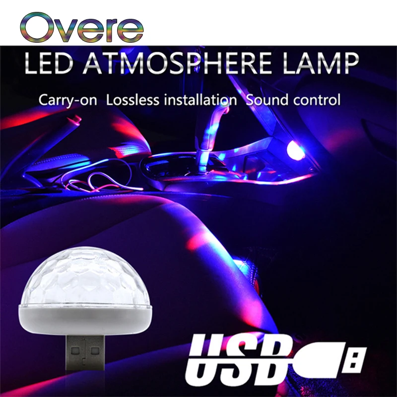 

Overe 1PC Car LED USB Atmosphere Light Colorful Lamp For Peugeot 508 308 206 307 207 407 2008 Citroen C4 C5 Opel Astra Insignia