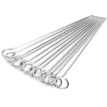 12pcs/set Portable BBQ Barbeque Skewers Needle 20cm Roasting Utensil Fork Iron Outdoor Camping Traveling BBQ Tools