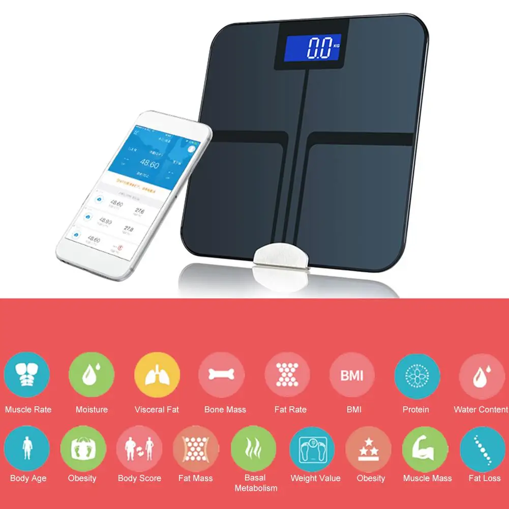 Bluetooth напольные весы Smart BMI цифровой Многофункциональный беспроводной весы для ванной семьи электронный анализатор состава
