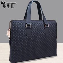 2017 new leather handbag male first layer cowhide business man package cross section men double zipper shoulder briefcase