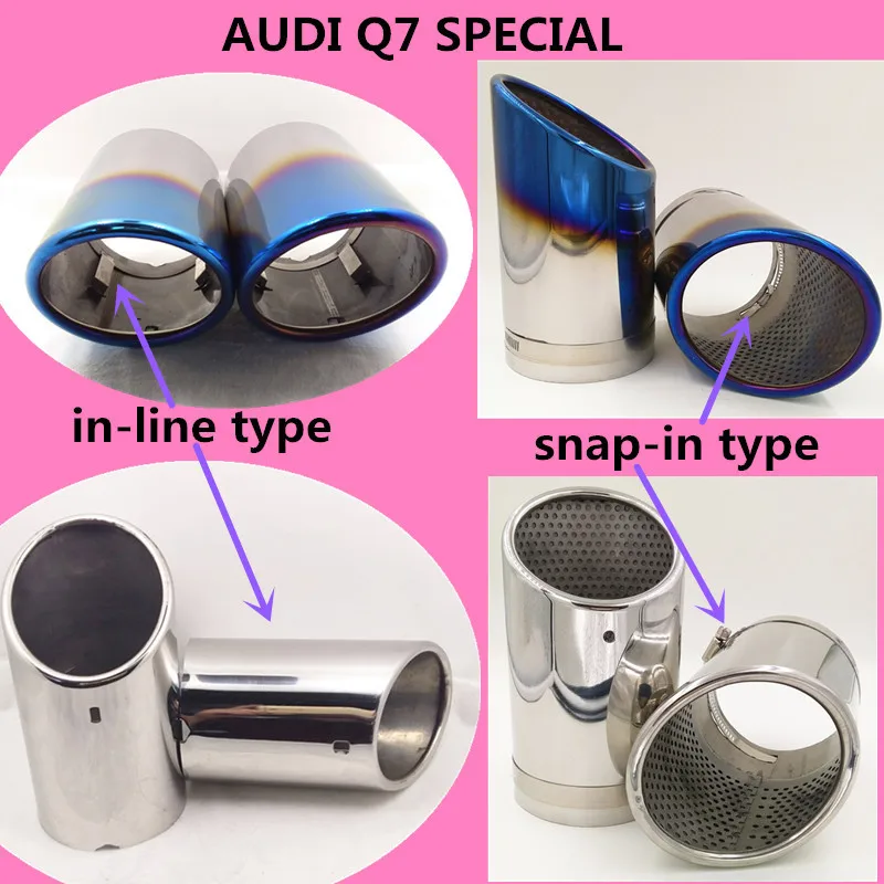 

2 STYLE REFITTING Exhaust Muffler Tip Stainless Steel Modified Tail Tube For AUDI Q7 SEPCIAL Pipe INLET 95mm Length 175mm