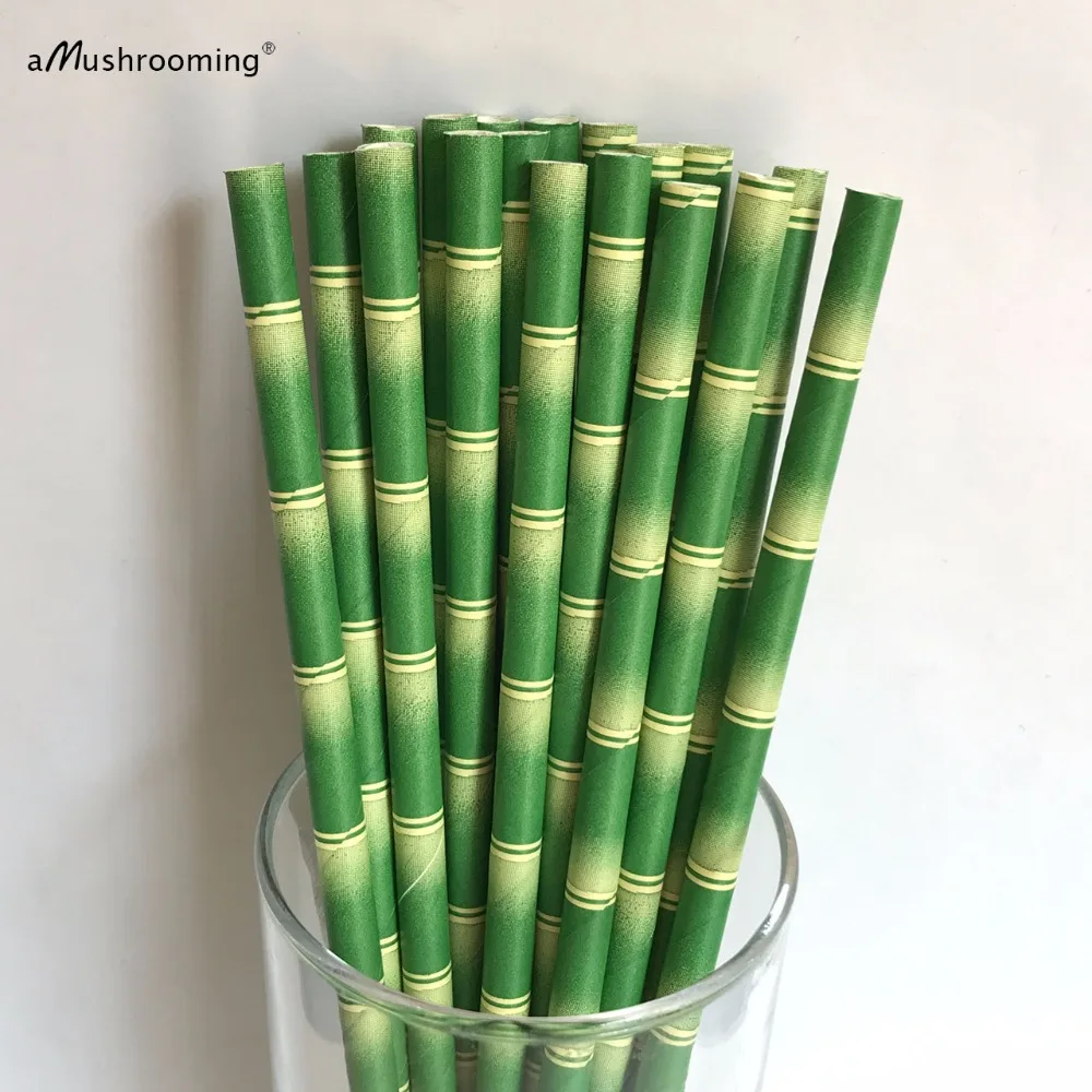 Bamboo Paper Safari Panda Straws 25 Jungle Party Straws Bamboo Birthday