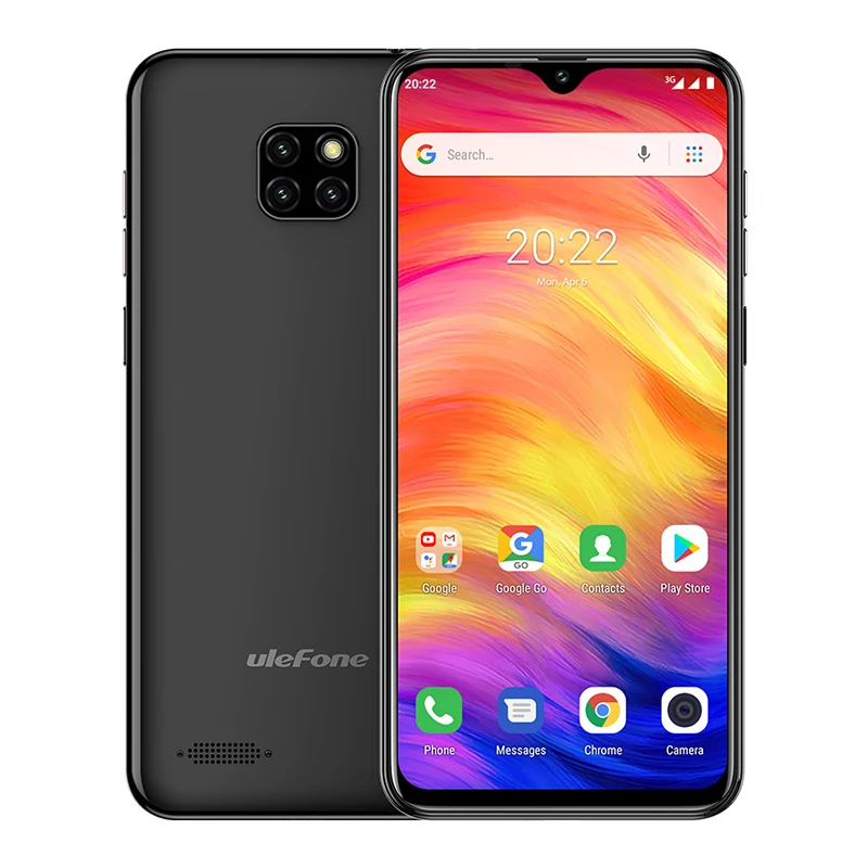 Ulefone Note 7, смартфон, экран в виде капли воды, 6,1 дюймов, 19:9, четырехъядерный процессор, 16 Гб ПЗУ, 3500 мАч, Face ID, три тыловые камеры, Android 9,0