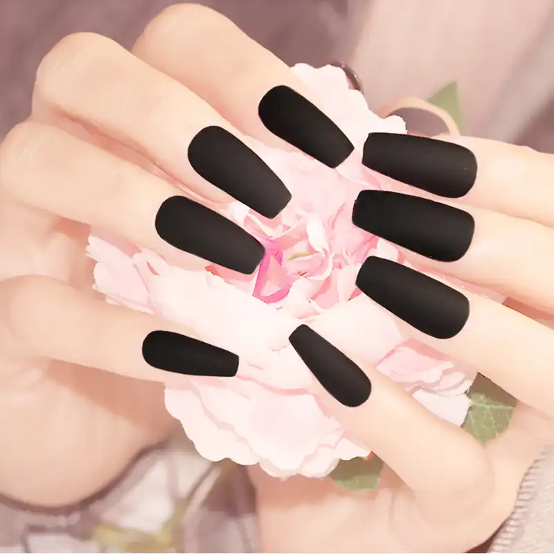 Coffin Fake Nails With Glue Medium Length Ballet Matte Diy Nail