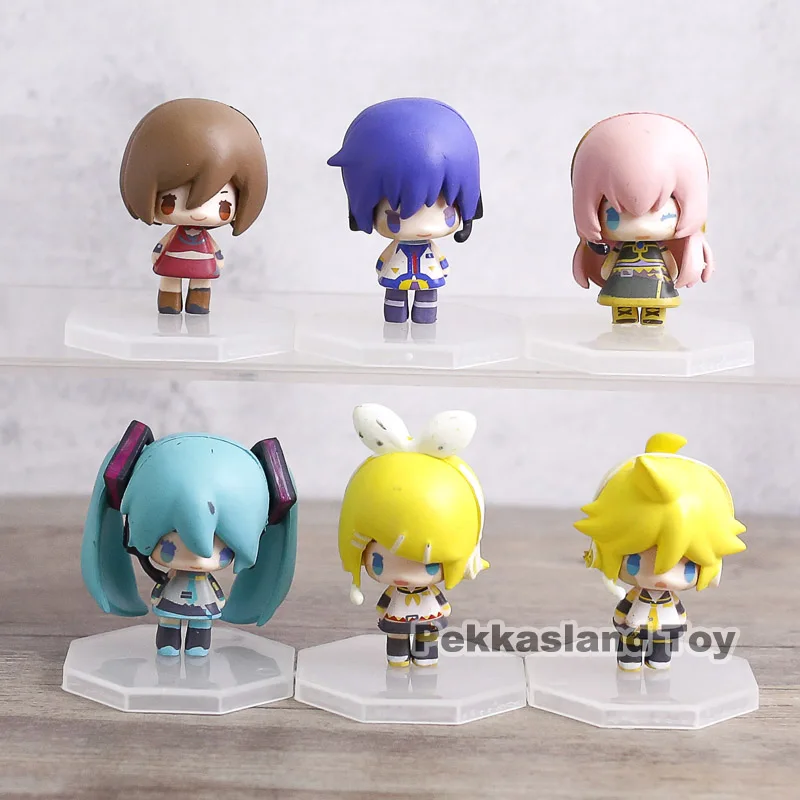 

VOCALOID Hatsune Miku Kaito Kagamine Rin Ren Luka Meiko Mini PVC Figures Toys 6cm 6pcs/set with Retail Box