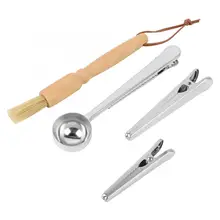 4 шт. кухонная щетка для чистки свиной волос уплотнительный зажим из нержавеющей стали кофейные ложки набор кухонных принадлежностей