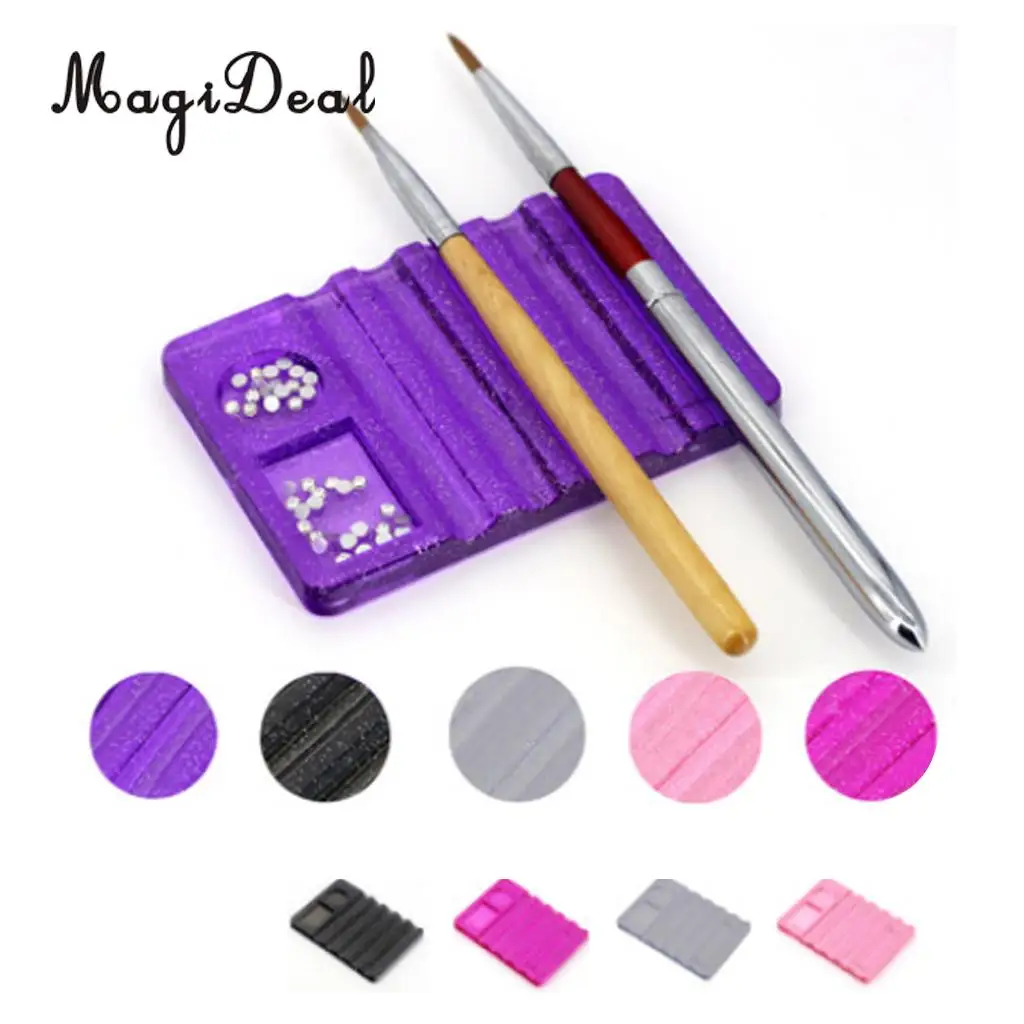 Premium Nail Art Polish Pen Rest Holder Organizer Stand for 5pcs UV Gel Brushes and Rhinestone Powders Paints