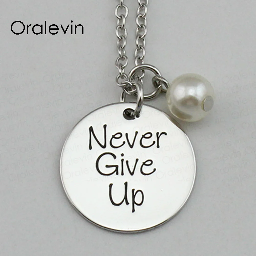 DROP SHIPPING NEVER GIVE UP Inspirational Hand Stamped
