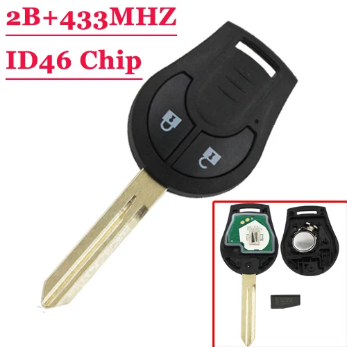 Замена 2 кнопки дистанционного во главе keylessEntry зажигания автомобиля брелок Uncut для N-issan(1 штука