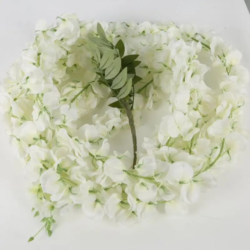 1 個白藤花輪花屋外結婚式の装飾シルク藤のつる結婚式のアーチガーランドフラワーバイン|flowers for|hanging flowerswhite  wisteria garland - AliExpress