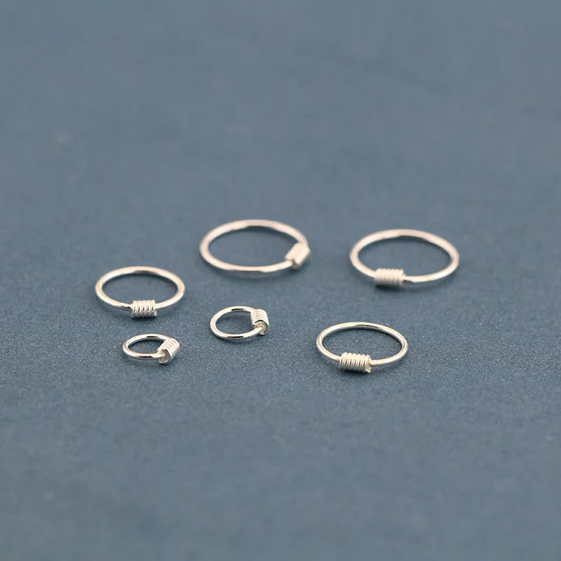 Серебряные серьги S925 пробы тайские серебряные кольца с винтом антиаллергенные