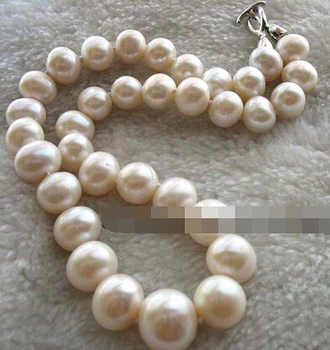 

08149 BIGGER! freshwater pearl white round 12-14mm necklace 18" nature