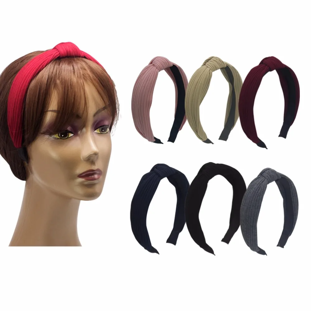 6pcs Wide Plain Fashion Headbands Knot Turban Headband for Women Girls