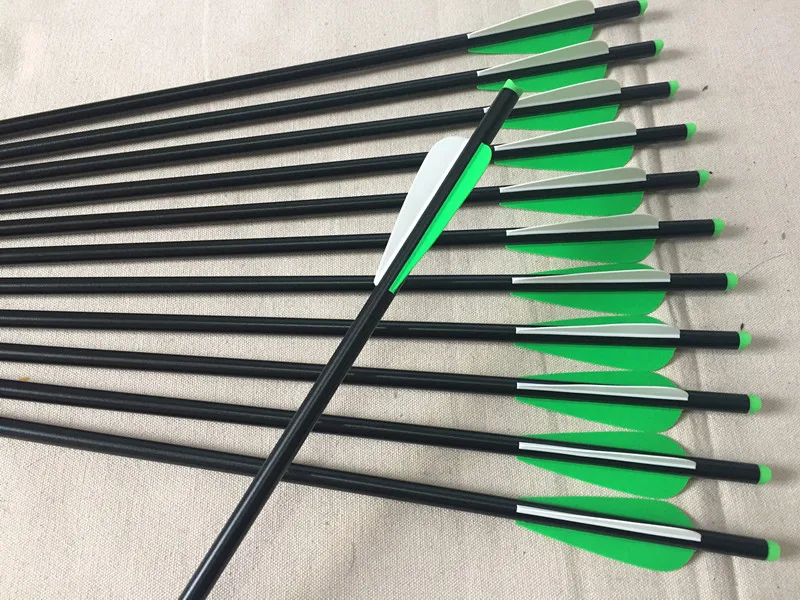 12Pcs 20" Crossbow aluminum arrow bolts nock ID7.6mm with 3" vane and