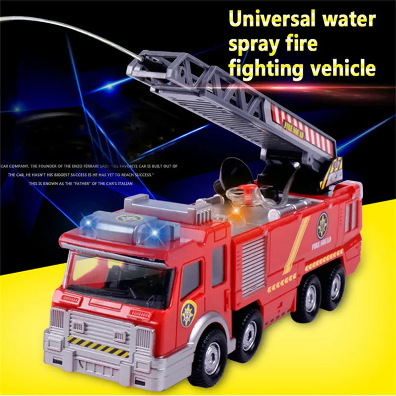 Abbyfrank camion de pompier électrique jet d'eau voiture lumière musicale camion de pompier moulé sous pression arroseur pompiers jouets pour enfants