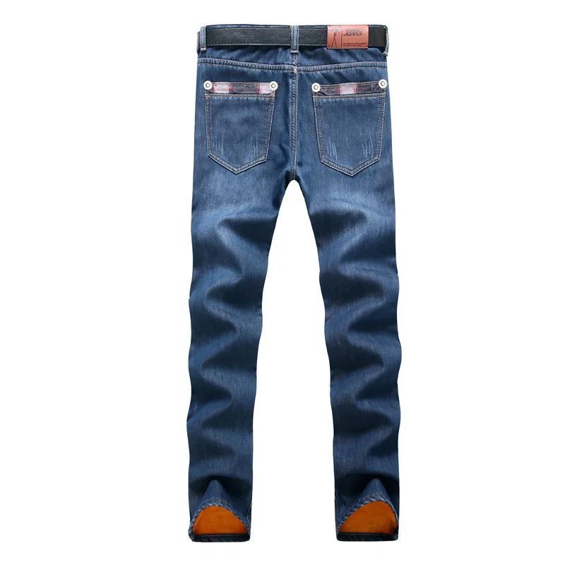 Kopen 2019 Mens Winter Blauw Fleece Jeans Gevoerd Stretch Denim Warm Jeans Voor Mannen Designer Slim Fit bikrer jeugd Jeans 28  38