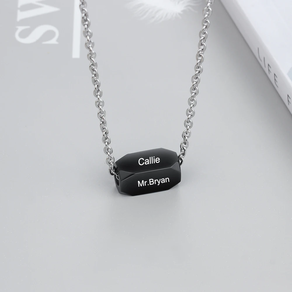 Personalised Gift 3 Color Engraved Name Necklace Strip Pendant Fashion Stainless Steel Necklaces & Pendants (JewelOra NE103090)