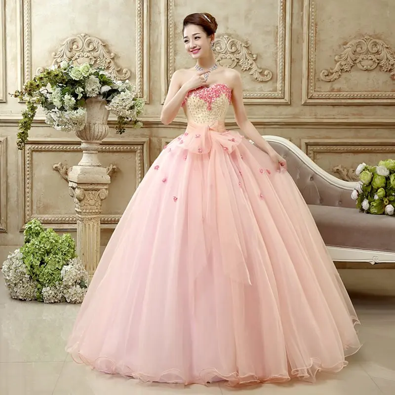 

Doparty baratos quinceanera dresses 2019 Pink ball gowns for girls vestido de 15 anos de debutante sweet 16 wirh flowers xs2