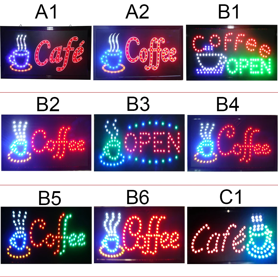 CHENXI Кофе светодиодная неоновая вывеска анимированная 19*10 Дюймов кофе магазин бизнес открытая рекламная вывеска