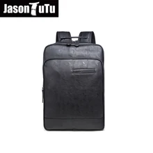 JASON TUTU 14/15 inch laptop backpack / High quality PU black backpack school back pack /2016 promotions Leather backpack B223