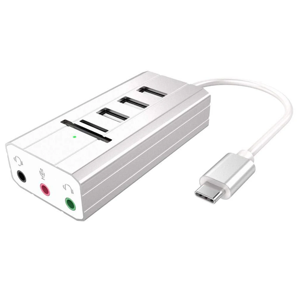 Тип C до 3 портов USB 2,0 концентратор многофункциональный SD/TF кардридер наушники звуковая карта сплиттер