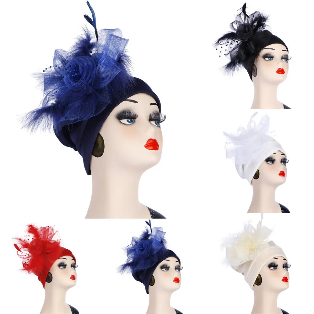 

2019 Fashion Women Dance Party Ball Hat Flower Muslim Ruffle Cancer Chemo Beanie Wrap Cap Gift