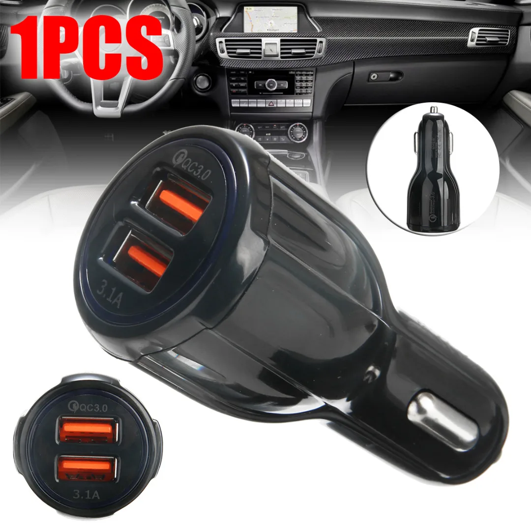 QC3.0 Быстрая зарядка двойной 2 USB порт автомобильное зарядное устройство адаптер питания 12-24 в гнездо прикуривателя для автомобильного зарядного устройства