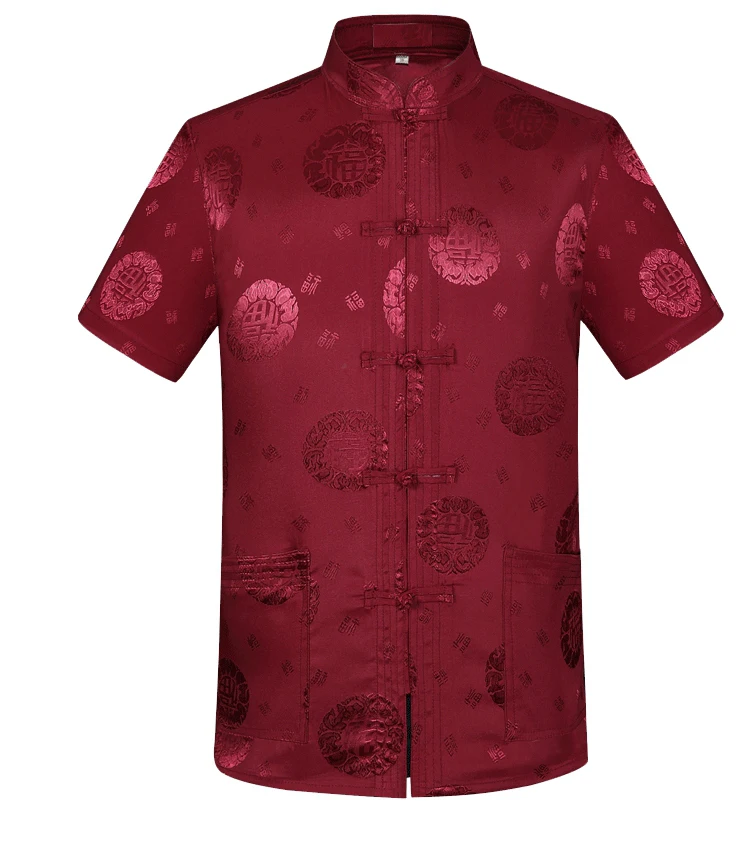 Плюс размер 4XL Лето Кунг-фу Рубашка Блузка мужская с коротким рукавом Традиционный китайский костюм Тан Топ Мужской Тай Чи униформа