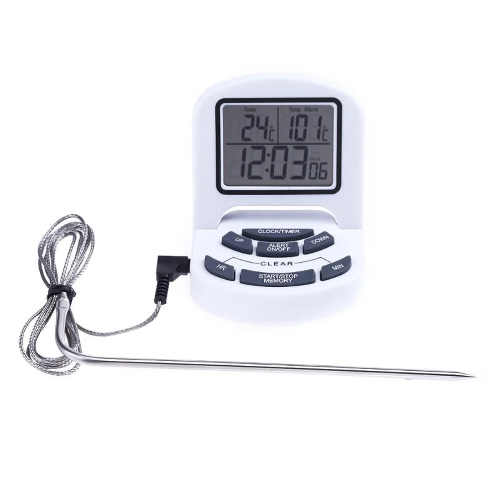 

Professional Timer Thermometer LCD Probe Meat BBQ Grill Kitchen Food Cooking Meat Folding Digital Roasting Meat Thermometer