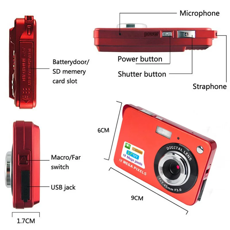 KOMERY оригинальная Цифровая камера 2,7 дюймов TFT экран CMOS 5.0MP анти-встряхивание 8X цифровой зум 1800 Вт пикселей видеокамера селфи камера