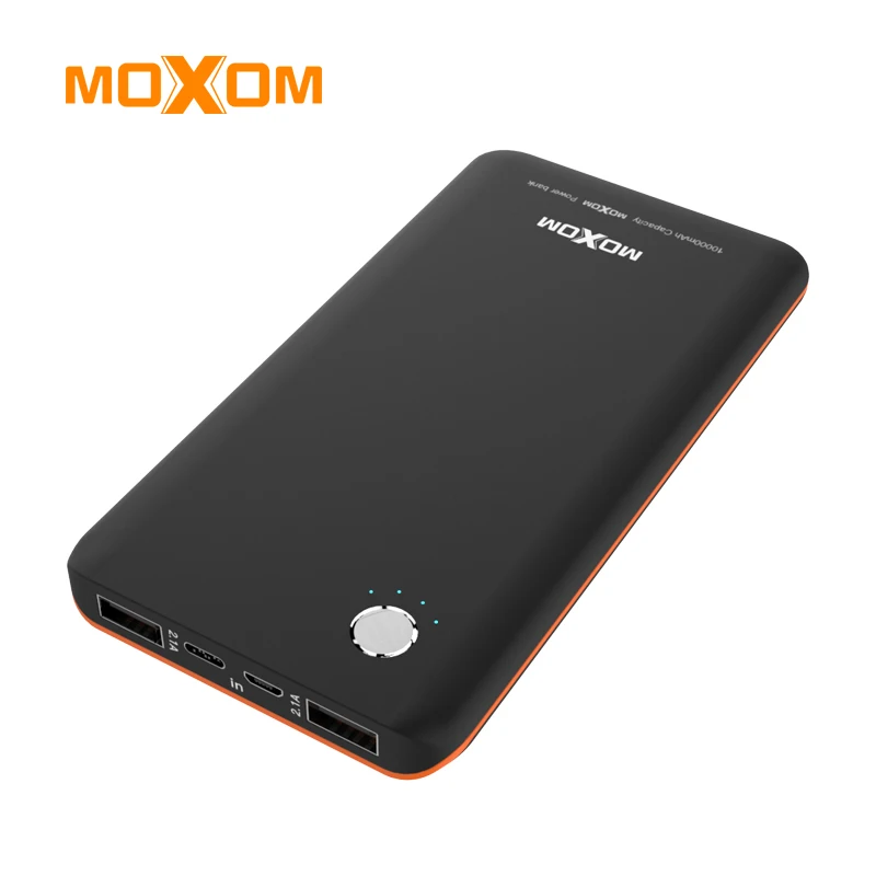 MOXOM power Bank 10000 мАч Внешняя батарея Портативная зарядка power Bank тонкий блок питания зарядное устройство для Xiaomi Mi 9 для iPhone