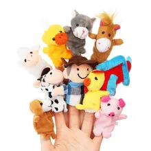 10Pcs/Set Farm Animal Family Finger Puppets Cloth Doll Baby Plush Toy Educational Hand Talking Props Story Kids Children Gift 10pcs finger puppets set cartoon animal baby kids dolls props