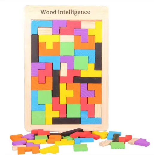 

Wooden Toys for Children Brain Teaser Puzzles Wood Tetris Toy Kids Game Jigsaw Board Educational Toys YH1058