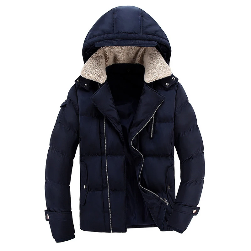 

Warm Winter Jacket Men Thick Parkas Pockets Fleece Collor Men Windbreaker Zipper Windproof Bomber Jacket Male Coat 577