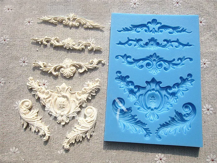 

Flower Vine Symmetry Shape Silicone Mold Fondant Paste DIY Baroque Pattern Pressing Silicone Decorating Mold Chocolate Gum Paste