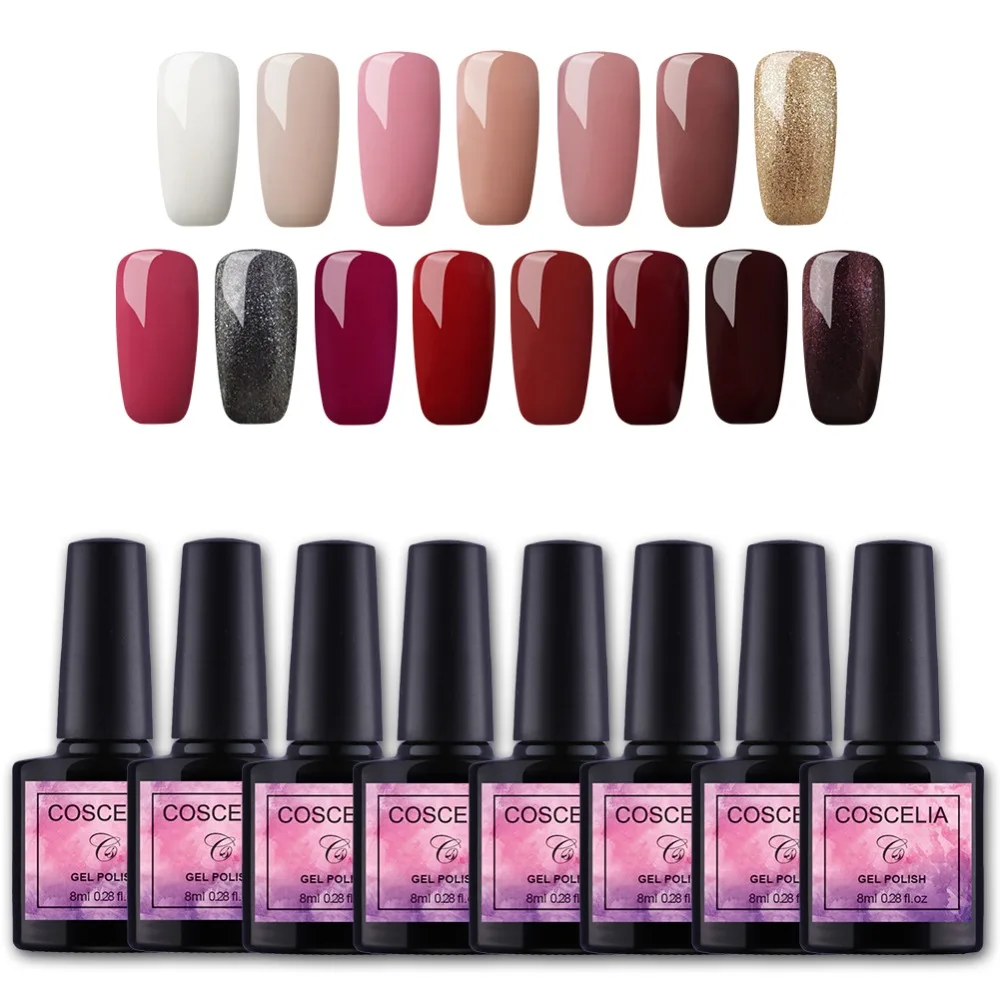 

15Pcs/Set Coscelia 40 Colors For Choose 8 ml Gel Nail Polish Hybrid Varnish Gel Permanent Nail Polish Nail Art