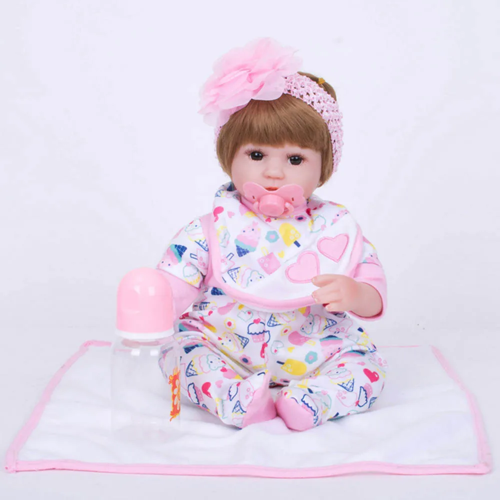 

42cm Silicone Soft Realistic Reborn Baby Doll Lifelike Girl Newborn Babies Cloth Body Toy Kids Birthday Xmas Gift