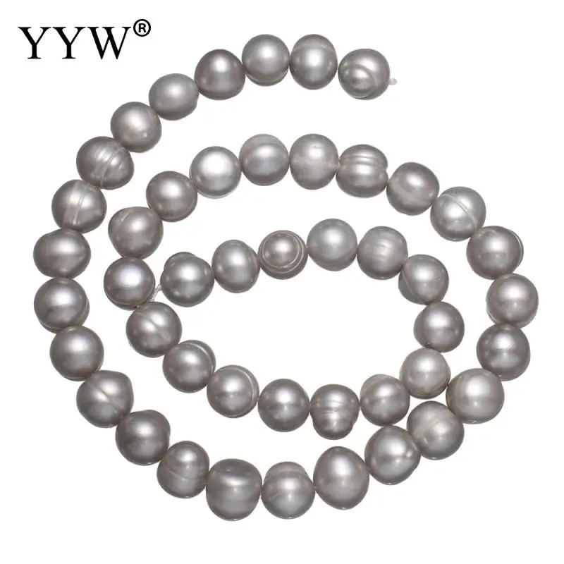 

8-9MM Round shaped Cultured Gray Natural Freshwater Pearl Freeform Shape DIY Gems Loose Beads Strand 15" Jewelry Making