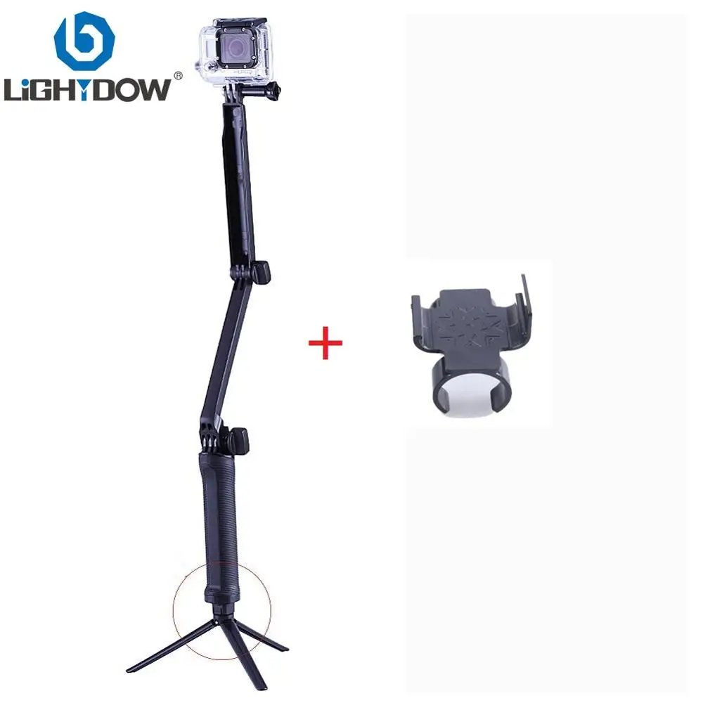 

Lightdow 3 Way Monopod Selfie Stick Grip Extension Arm Tripod Stand+Wifi Remote Clip for Gopro 6 5 4 3 SJCAM Eken Xiaoyi