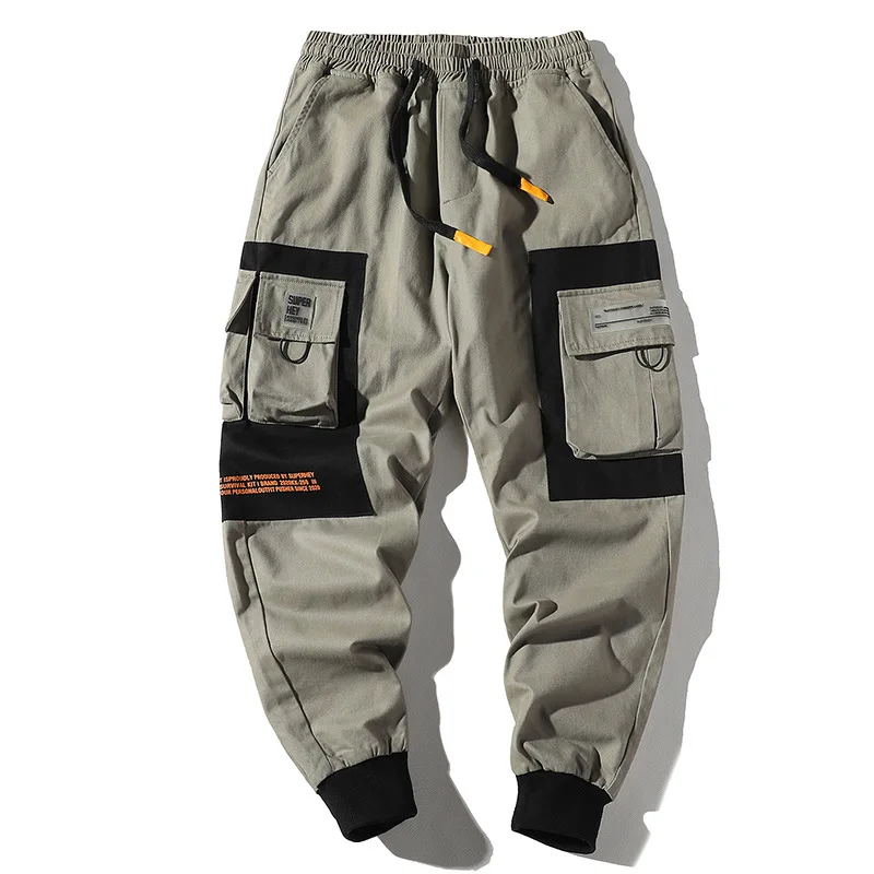 2022 Hip Hop Men Multi pocket Elastic 