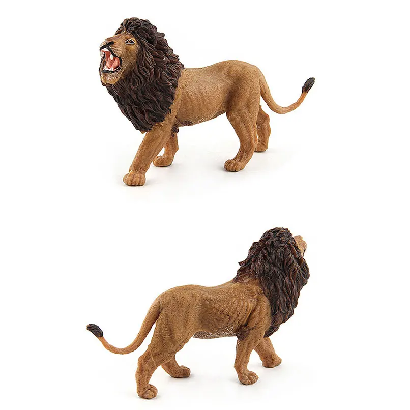 13cm African Wild Animals Lions Figures Toys Male Female Baby Lion Model Kid Toy 