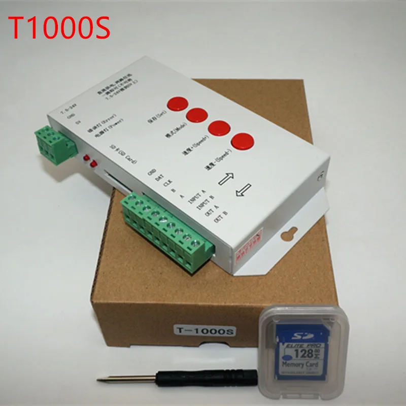 T1000S SD карты WS2801 WS2811 WS2812B LPD6803 светодиодный 2048 Пиксели контроллер DC5 ~ 24V T 1000S RGB пульт