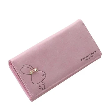 

Cute Lovely Women Wallets Long Design Rabbit Dull PU Leather Candy Color Women Wallets and Purses WT0026