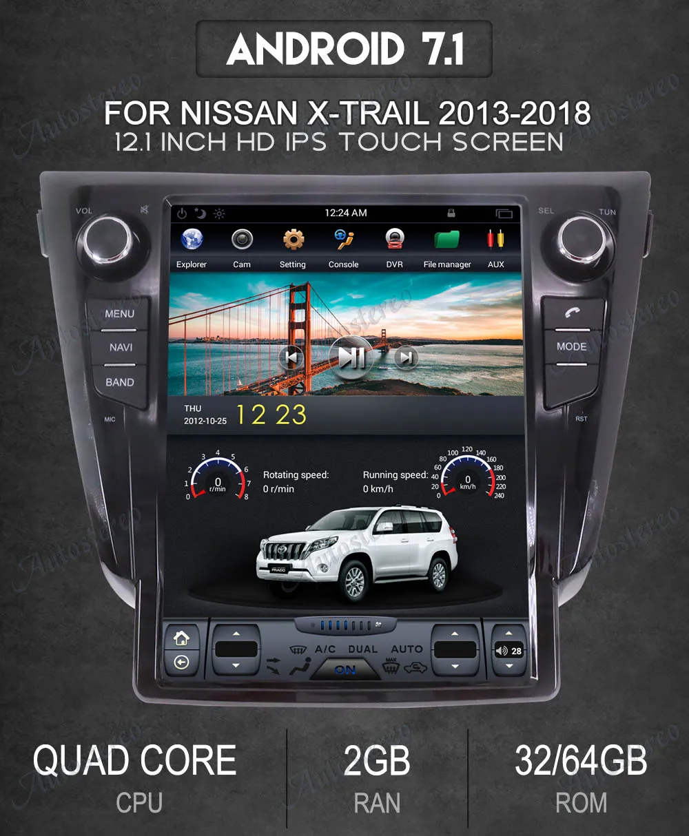 Top HUANVA Android 7.1 Stereo Automedia no Car DVD Player GPS Navigation For Nissan X-TRAIL/Qashqai/Rouge 2013+Auto player Headunit 1
