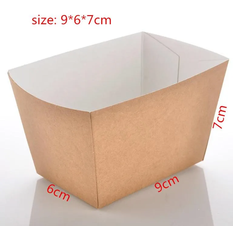 100pcs/lot 9*6*7cm Disposable Kraft Paper French Fries Box Fried Chicken Popcorn Dessert Storage
