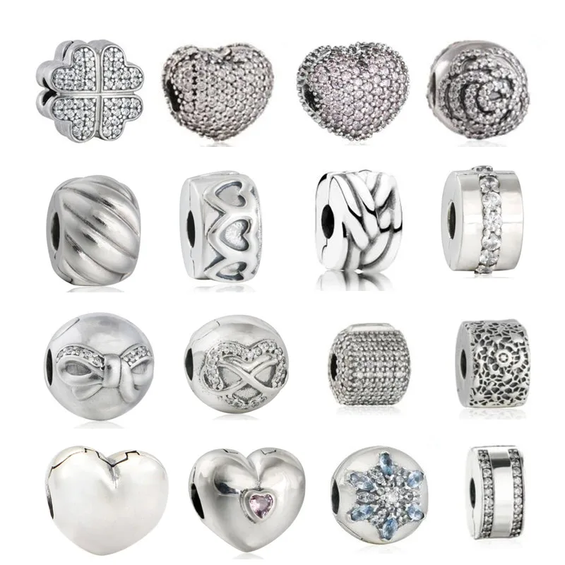 

Memnon Valentines Day Pave Charms Fit beads Bracelets DIY 925 Sterling Silver Open My Heart clips Beads DIY Fine Jewelry Making
